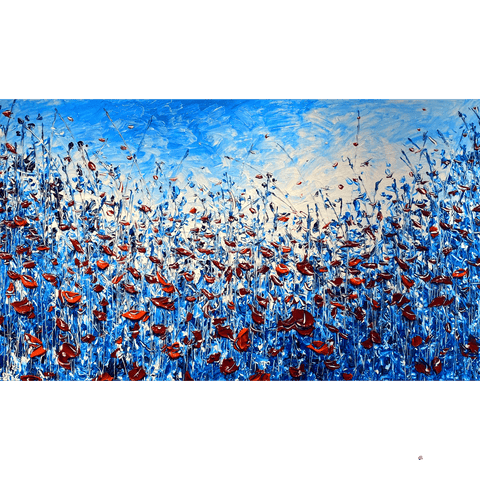 Popping Through Blue 35x60